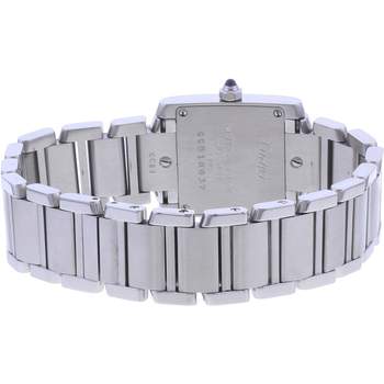 Pre-owned CARTIER Tank Française Mini women's quartz watch with a steel bracelet