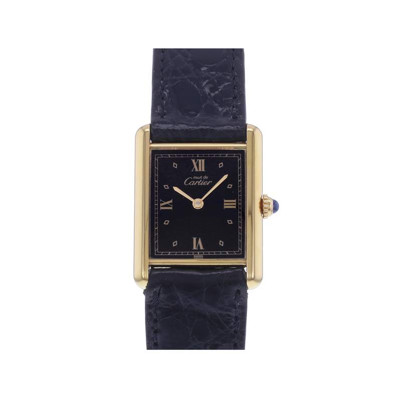 MONTRE CARTIER TANK BRACELET CUIR NOIR - vue 1