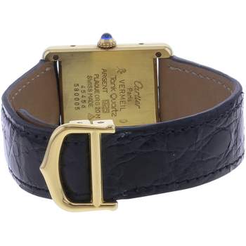 Montre d'occasion CARTIER Tank Must Vermeil mixte quartz bracelet cuir cresus