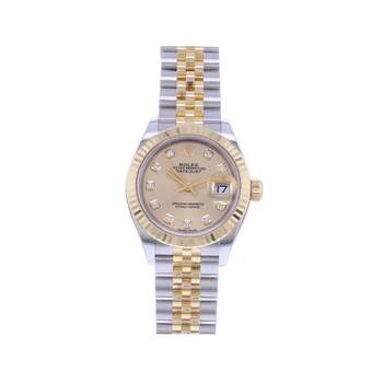 Montre d'occasion ROLEX DateJust Lady Index diamants femme mouvement automatique certifié (cosc) bracelet or jaune 750/000 et acier