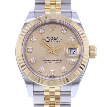 Montre d'occasion ROLEX DateJust Lady Index diamants femme mouvement automatique certifié (cosc) bracelet or jaune 750/000 et acier