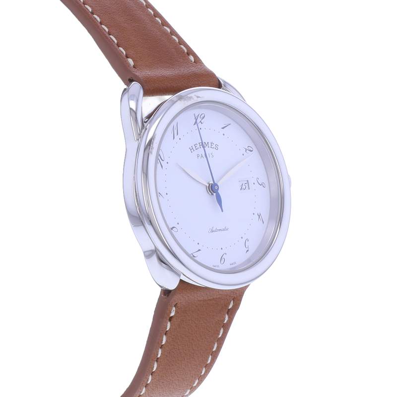 Montre d'occasion HERMES Arceau femme automatique bracelet cuir cresus - vue 2