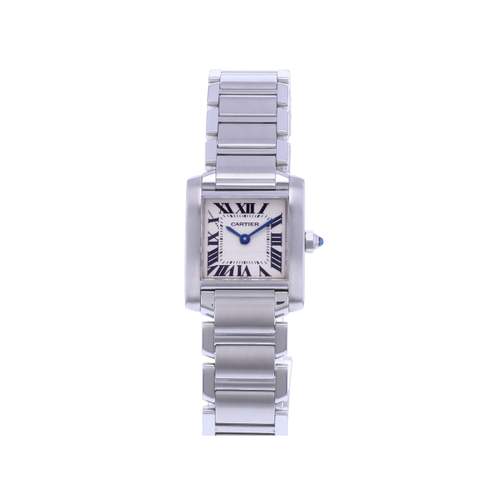 Montre d'occasion CARTIER Tank Française femme quartz bracelet acier