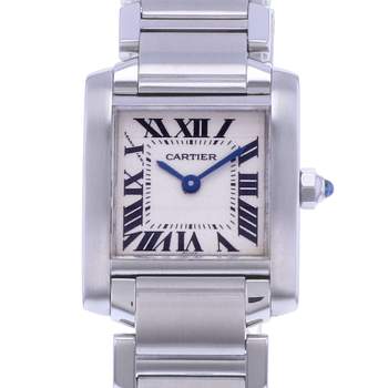 Montre d'occasion CARTIER Tank Française femme quartz bracelet acier