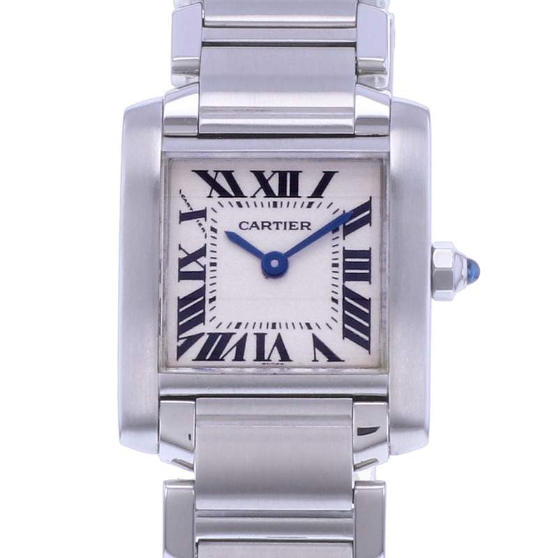 Montre d'occasion CARTIER Tank Française femme quartz bracelet acier - vue D1