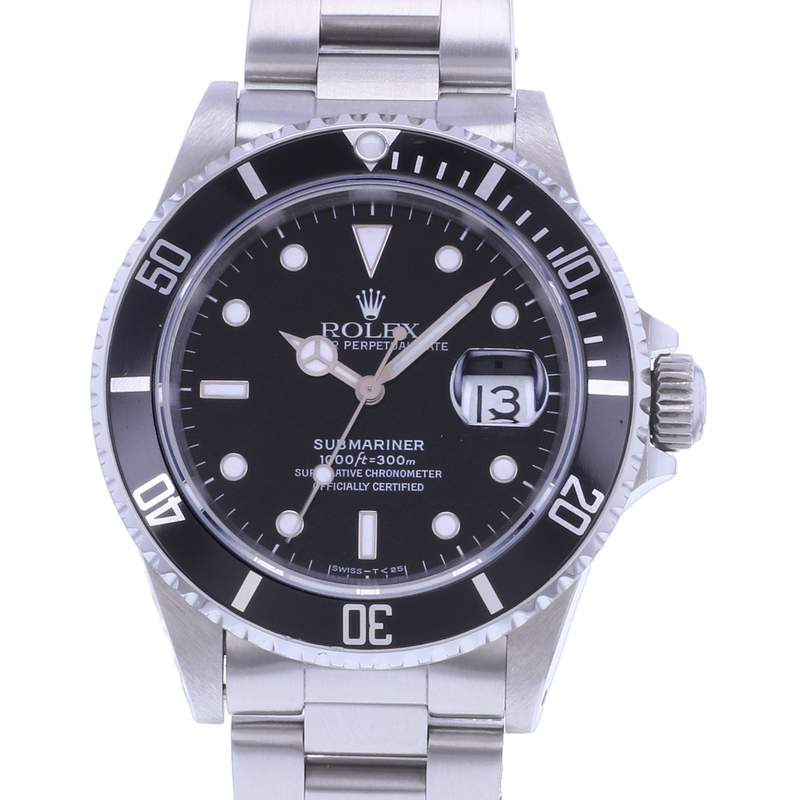 Montre d'occasion ROLEX Submariner Date homme mouvement automatique certifié (cosc) bracelet acier - vue D1