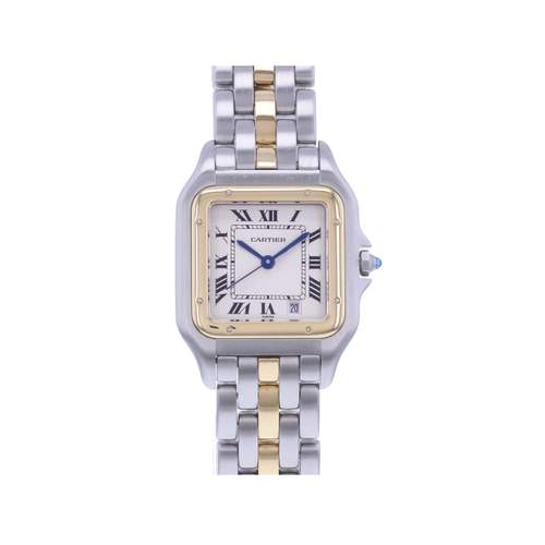 Montre d'occasion CARTIER Panthère Medium femme quartz bracelet or jaune 750/000 et acier