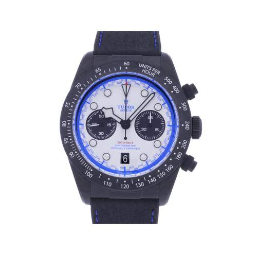 Montre d'occasion TUDOR Black Bay Chrono Carbon homme mouvement automatique certifié (cosc) bracelet caoutchouc