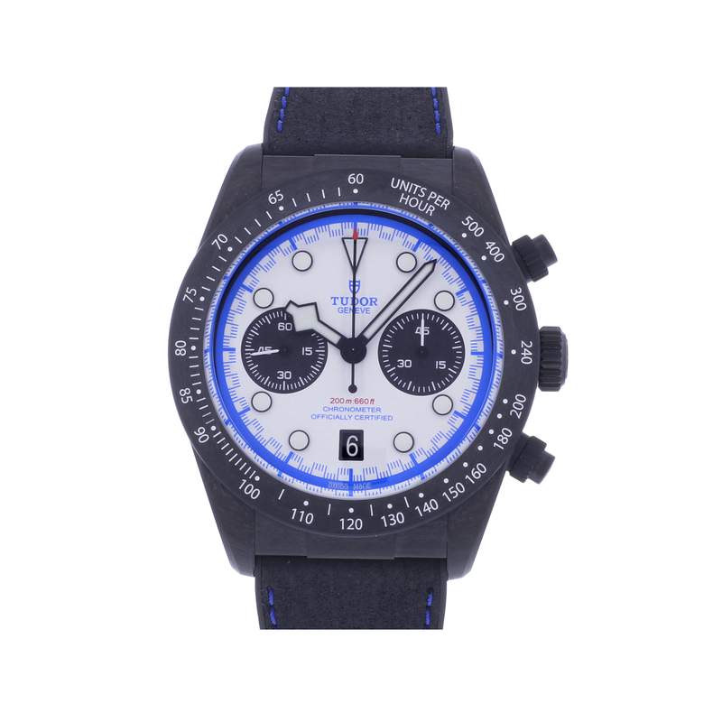 Montre d'occasion TUDOR Black Bay Chrono Carbon homme mouvement automatique certifié (cosc) bracelet caoutchouc - vue 1