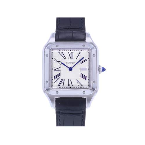 Montre d'occasion CARTIER Santos Dumont homme quartz bracelet cuir d'origine