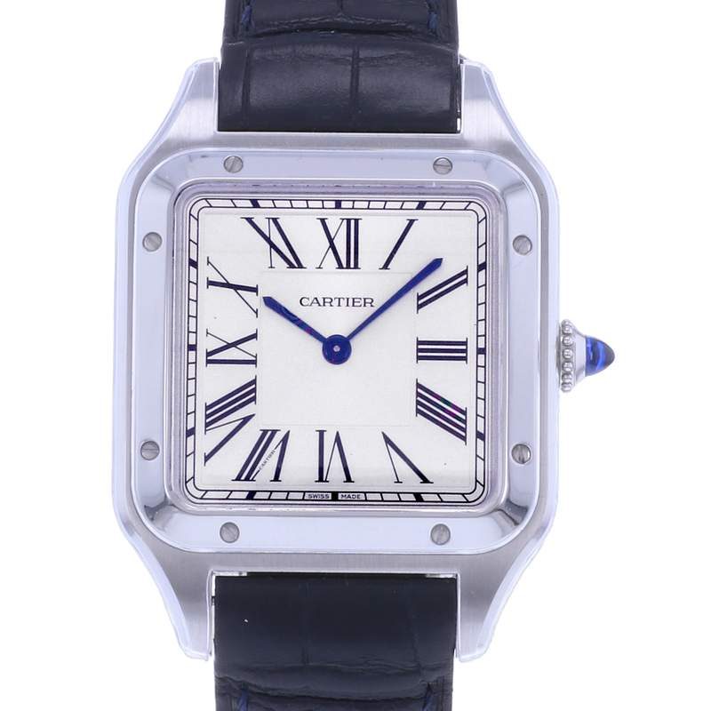 Montre d'occasion CARTIER Santos Dumont homme quartz bracelet cuir d'origine - vue D1