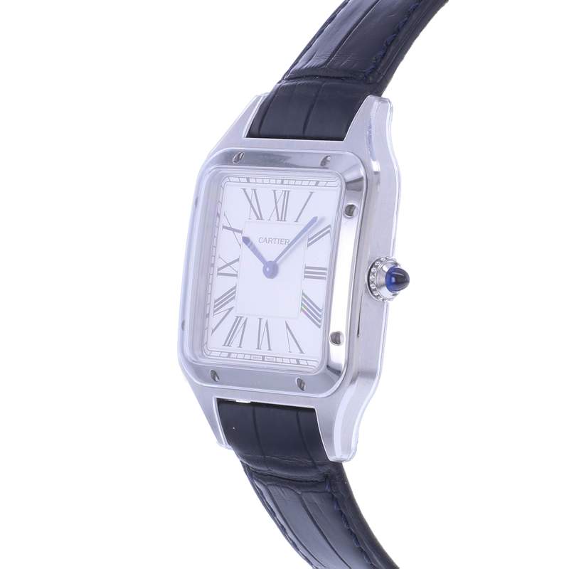 Montre d'occasion CARTIER Santos Dumont homme quartz bracelet cuir d'origine - vue D2