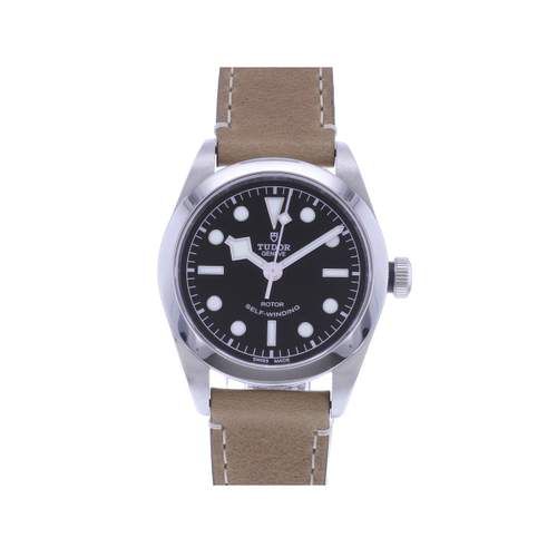 Montre d'occasion TUDOR Black Bay 36 homme automatique bracelet cuir d'origine