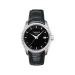 Montre Tissot femme acier cuir noir diamant - vue 1