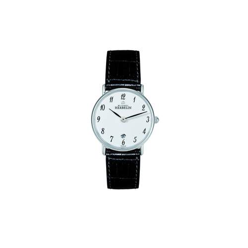 Herbelin ladies' black leather steel watch