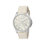 Montre Gucci mixte acier cuir blanc diamants - vue 1