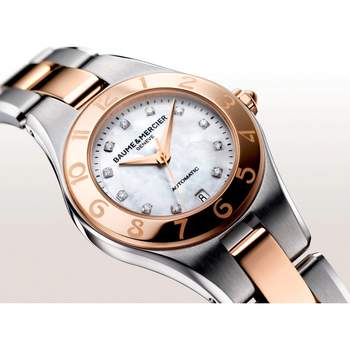 Montre Baume & Mercier Linea femme automatique bracelet acier or 750 rose