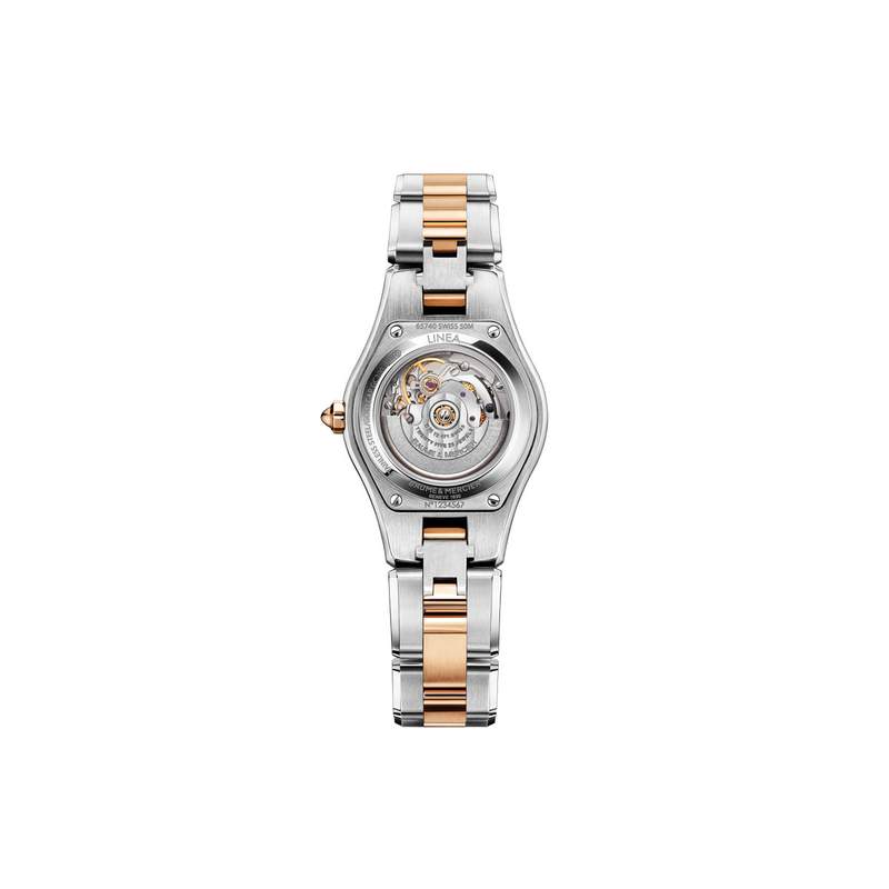 Montre Baume & Mercier Linea femme automatique bracelet acier or 750 rose - vue 3