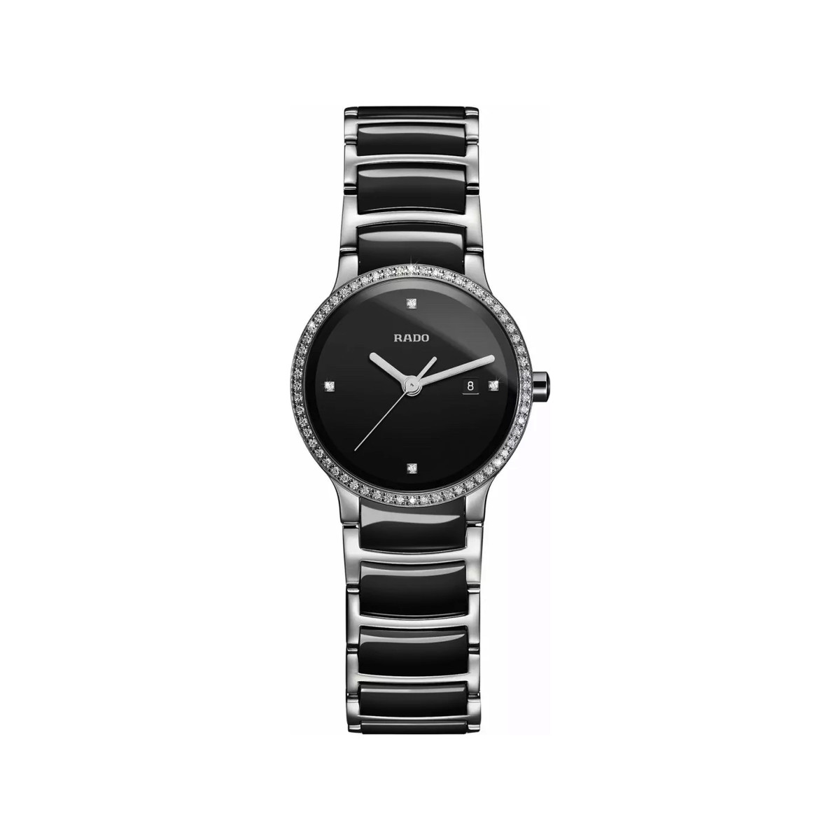 Montre Rado Centrix femme acier bracelet acier céramique noire