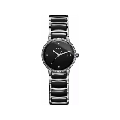 Montre Rado Centrix femme acier bracelet acier céramique noire - vue 1