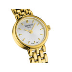 Montre TISSOT T-CLASSIC LOVELY femme cadran blanc bracelet PVD doré - vue D1