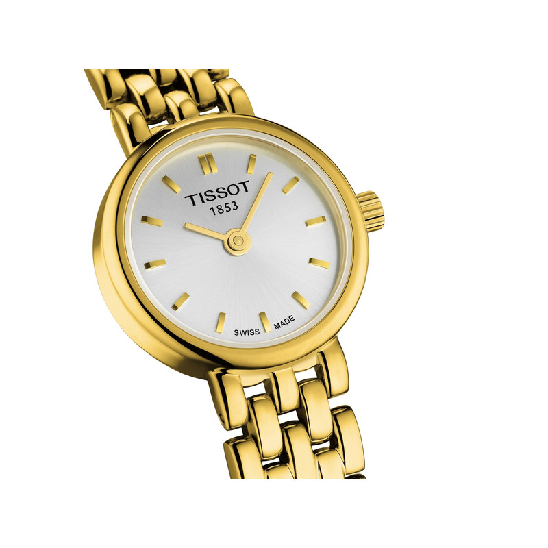 Montre TISSOT T-CLASSIC LOVELY femme cadran blanc bracelet PVD doré - vue D1