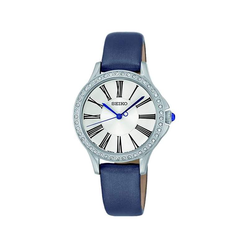 Montre Seiko femme acier bracelet textile bleu - vue 1
