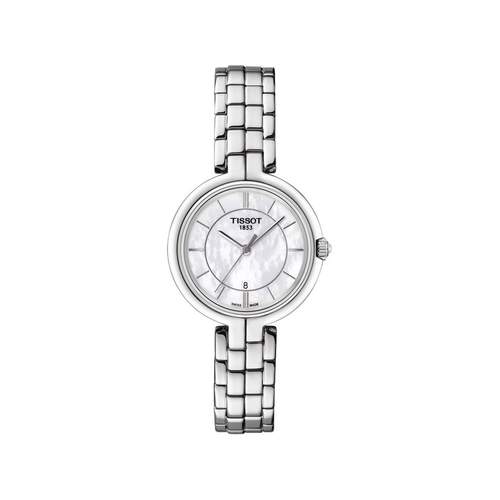 TISSOT FLAMINGO dameshorloge wit parelmoer wijzerplaat roestvrij stalen armband