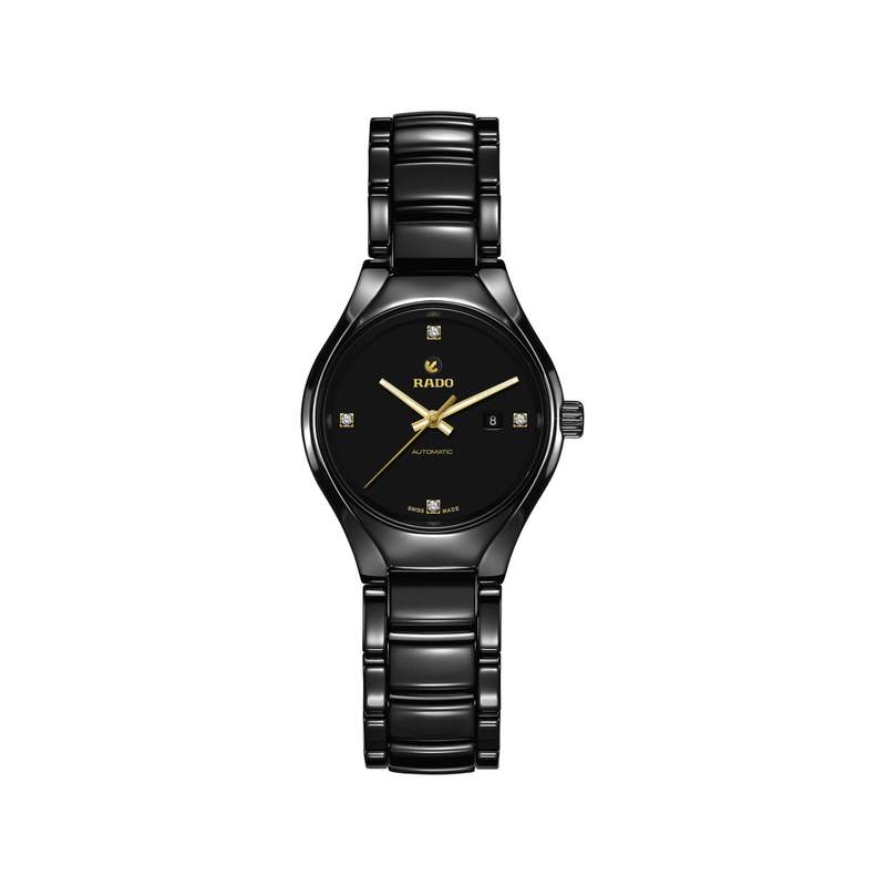 Montre Rado True femme automatique céramique noire - vue 1