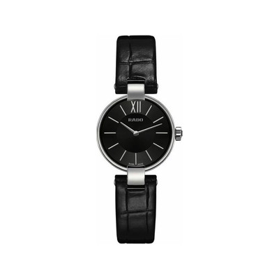 Montre Rado Coupole femme acier bracelet cuir noir - vue 1