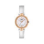 Montre Tissot femme acier rose cuir blanc - vue 1