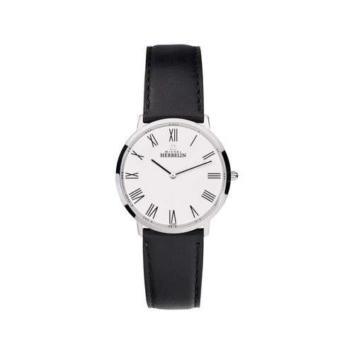 Herbelin ladies' stainless steel watch with leather strap