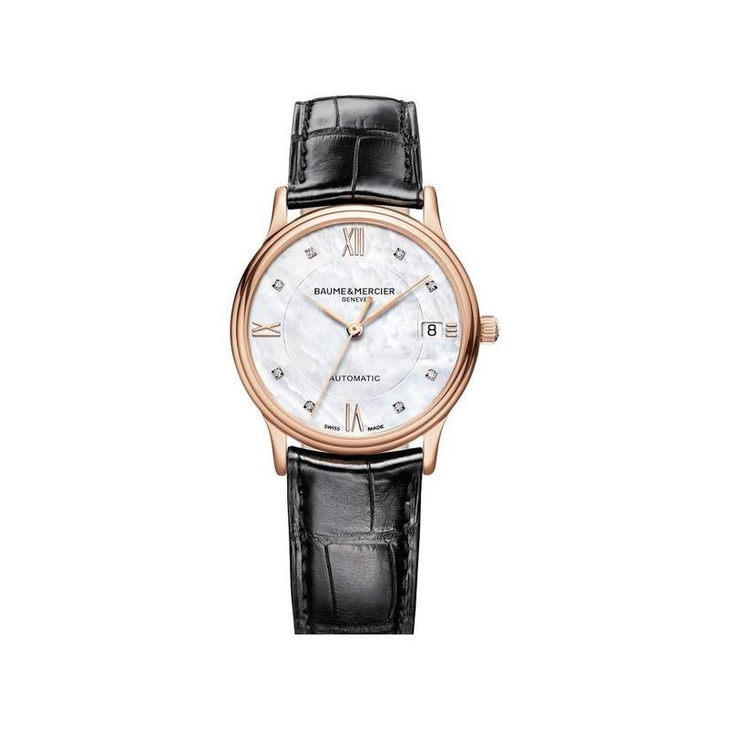 Montre Baume et Mercier Classima femme or rose 750 cuir - vue 1