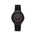 Montre Rado True Thinline femme céramique noire bracelet caoutchouc noir - vue 1