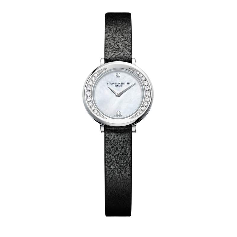 Montre Baume & Mercier Promesse femme acier bracelet double tour cuir bleu - vue D2