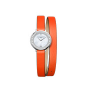 Montre Baume & Mercier Promesse femme acier bracelet double tour cuir orange