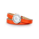 Montre Baume & Mercier Promesse femme acier bracelet double tour cuir orange - vue D1