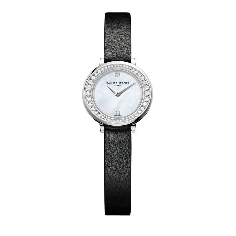 Montre Baume & Mercier Promesse femme acier bracelet double tour cuir orange - vue D2