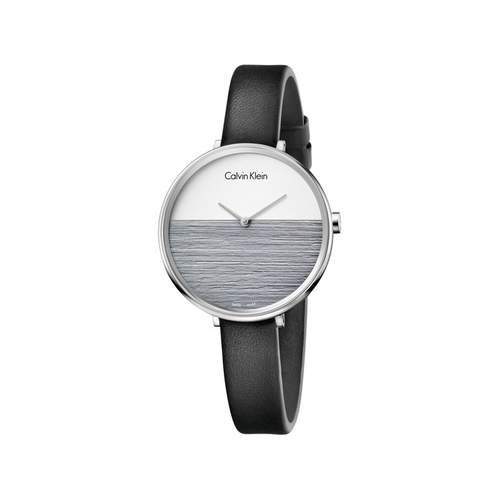 Calvin Klein women's watch with steel case and leather strap