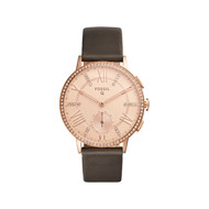montre connectée hybride Fossil femme cuir gris
