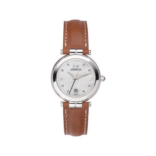 Montre Herbelin femme acier cuir marron