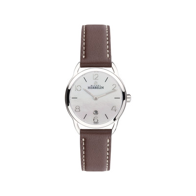Montre Herbelin Equinoxe femme acier bracelet cuir marron - vue 1