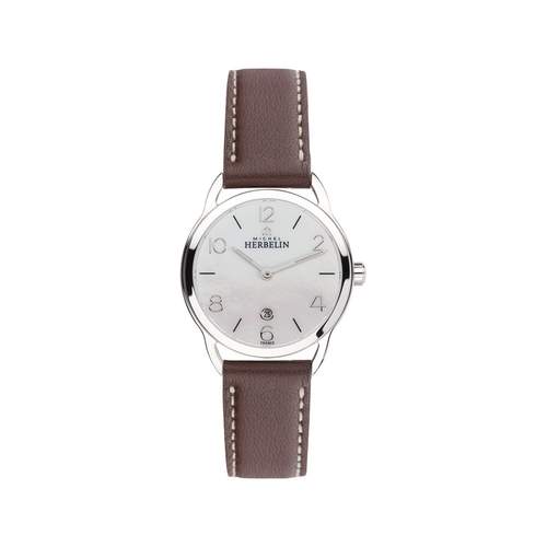 Montre Herbelin Equinoxe femme acier bracelet cuir marron