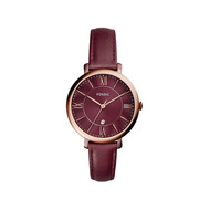Montre Fossil femme acier rose cuir grenat