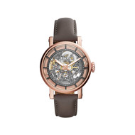Montre Fossil femme automatique acier rose cuir