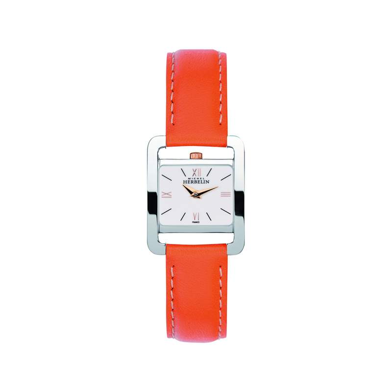 Montre Herbelin femme acier cuir orange - vue 1