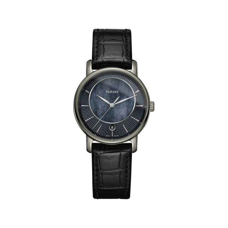 Montre Rado femme céramique cuir noir - vue 1