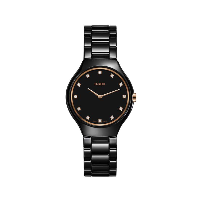Montre Rado femme céramique noire diamants - vue 1