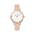 Montre Pierre Lannier acier rose cuir rose - vue 1