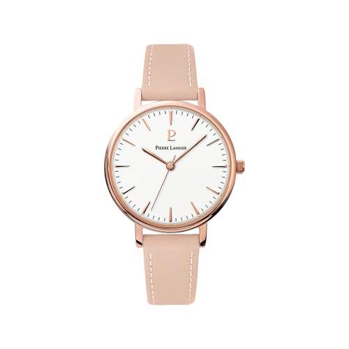 Montre Pierre Lannier acier rose cuir rose